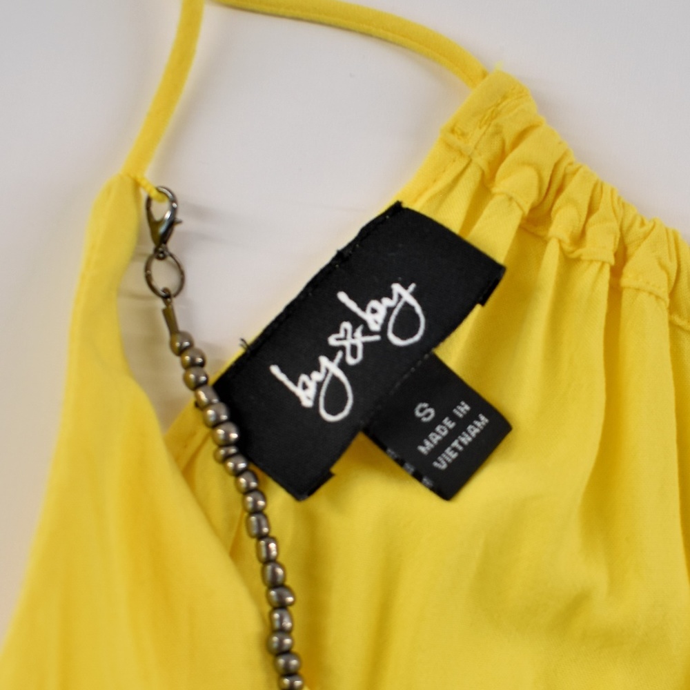 By & By Yellow  Boho Attached Necklace Top Size S - Picture 5 of 7